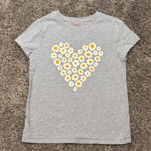 Cat & Jack Gray Tee with Yellow Daisy Heart